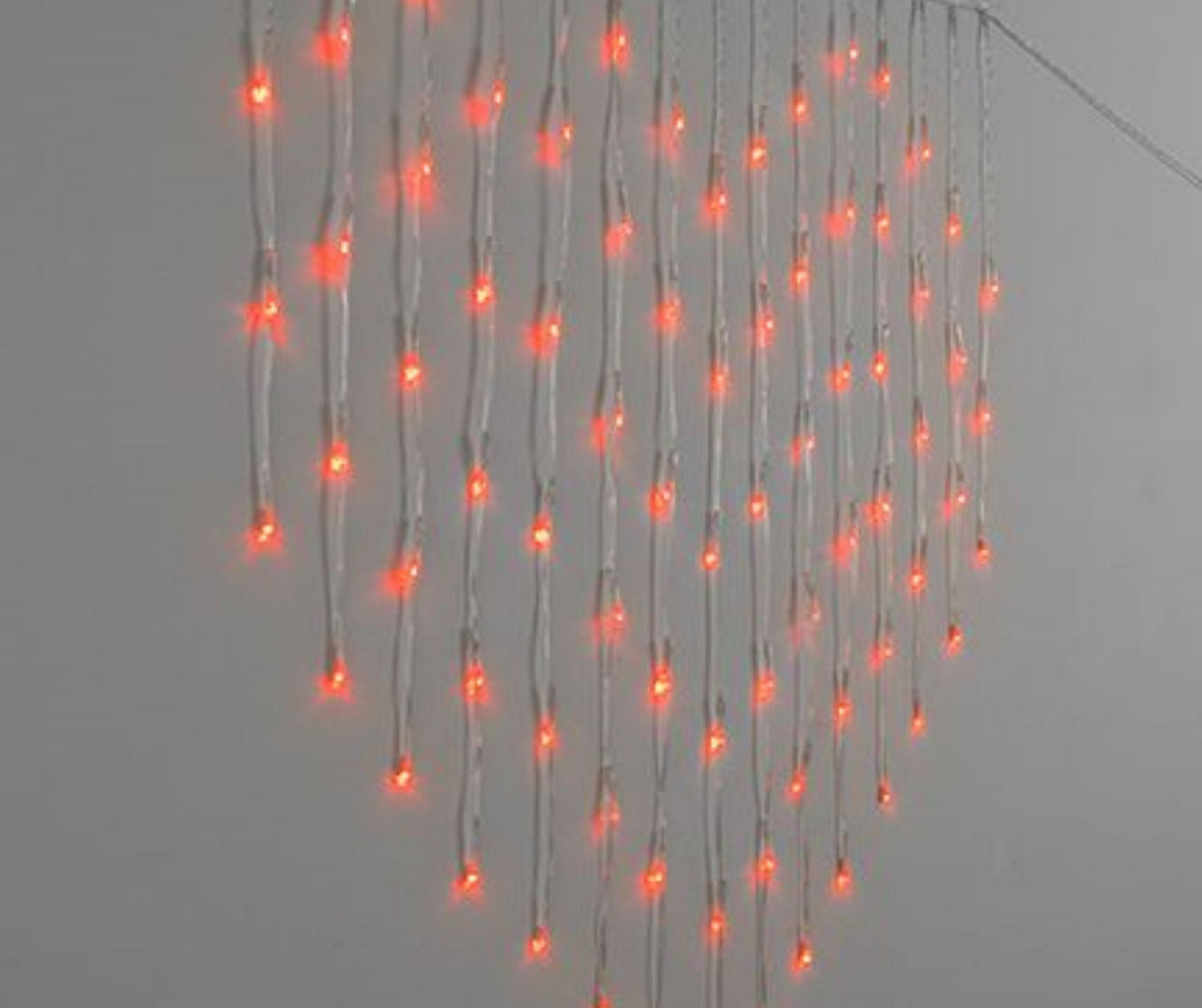 Red Heart Shape Curtain LED Light Set, 76 Lights