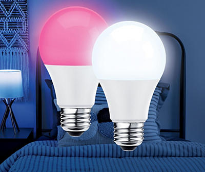 Glow-Up 6-Watt A19 LED Multicolor Light Bulbs, 2-Pack