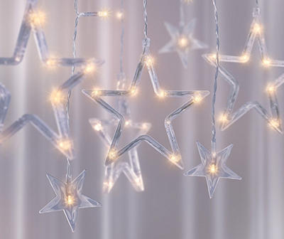 Warm White Large Stars 7-Strand LED Curtain Lights