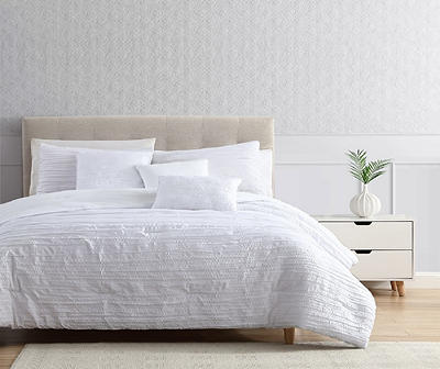 Birch White Crinkle Texture King 6-Piece Comforter Set