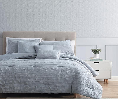 Birch Gray Crinkle Texture Queen 6-Piece Comforter Set