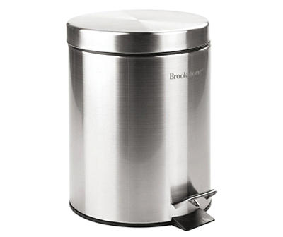 Brookstone Stainless Steel Soft Close Step-On Waste Can, 5 L
