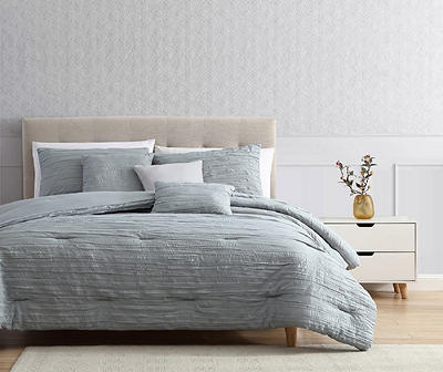 Birch Sage Gray Crinkle Texture King 6-Piece Comforter Set