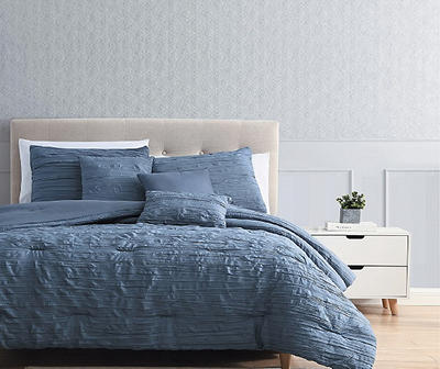 Birch Denim Blue Crinkle Texture King 6-Piece Comforter Set
