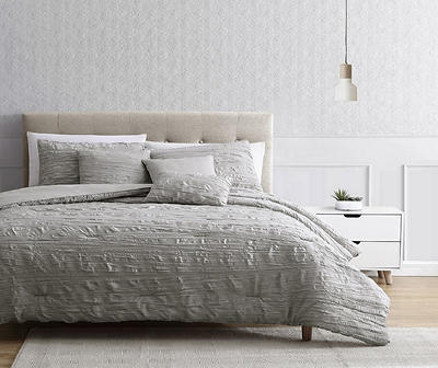 Birch Pebble Gray Crinkle Texture Queen 6-Piece Comforter Set