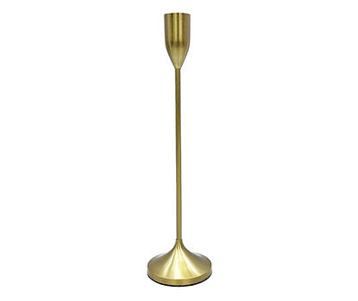 Gold Metal Taper Candle Holder, (14")