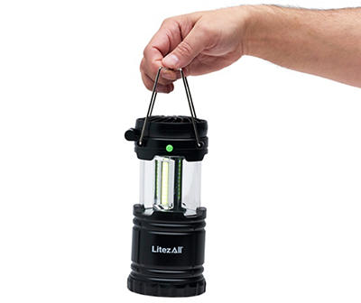 Black Pull Up Lantern with Built-In Fan