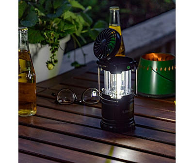 Black Pull Up Lantern with Built-In Fan