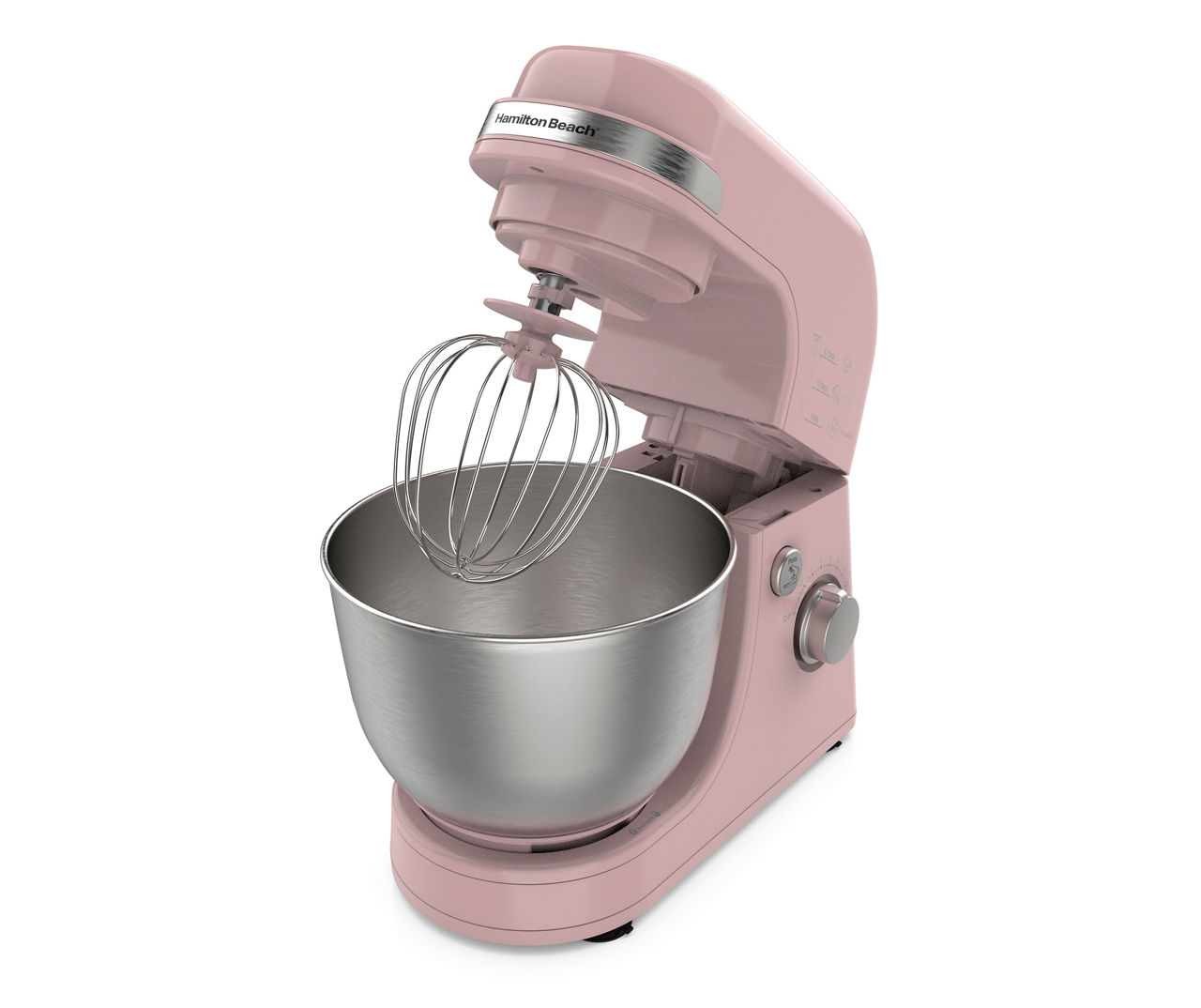 Hamilton Beach Electric Stand Mixer, 4 Quart Stainless Bowl, 7 Speeds,  Tilt-Head, Dough Hook, Whisk and Flat Beater, Splash Guard, 300 Watts,  Rose, 63386 