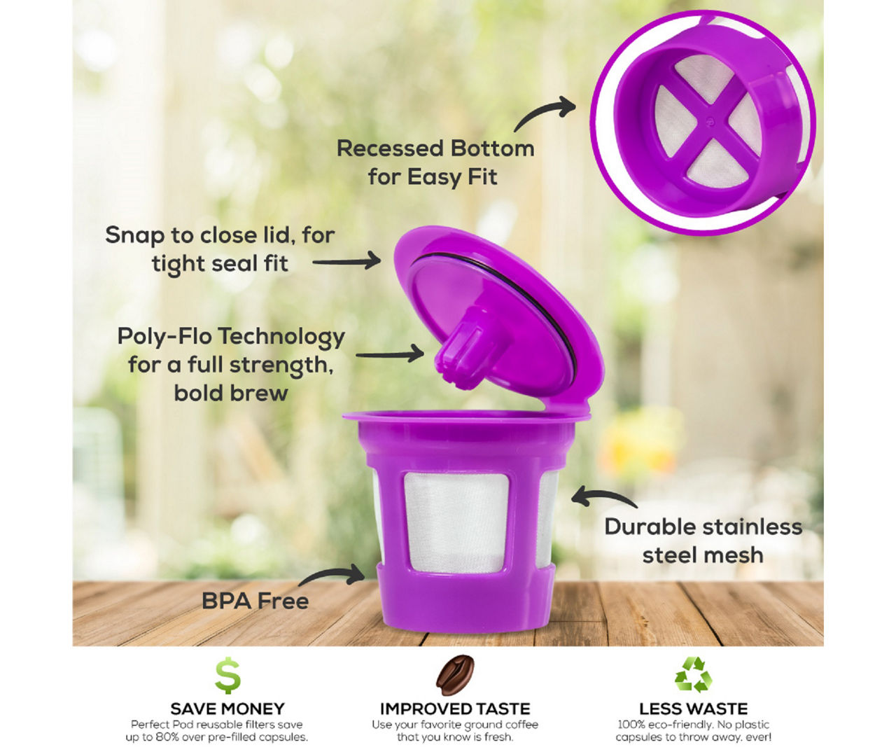 Perfect Pod Purple Single Serve Coffee Filter Cup