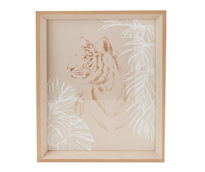 Tiger & Palm Framed Glass Wall Art, (12" x 15")