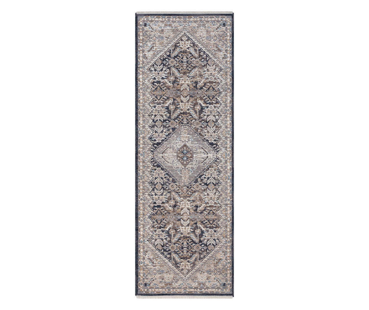 Broyhill Armada Navy And Brown Medallion Runner Rug 2 X 7 Big Lots