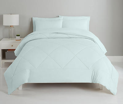 Whispering Blue Diamond-Quilted Queen 7-Piece Comforter Set