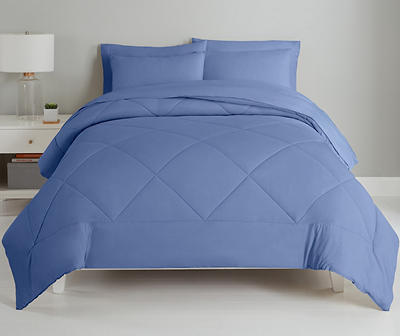Country Blue Diamond-Quilted Queen 7-Piece Comforter Set
