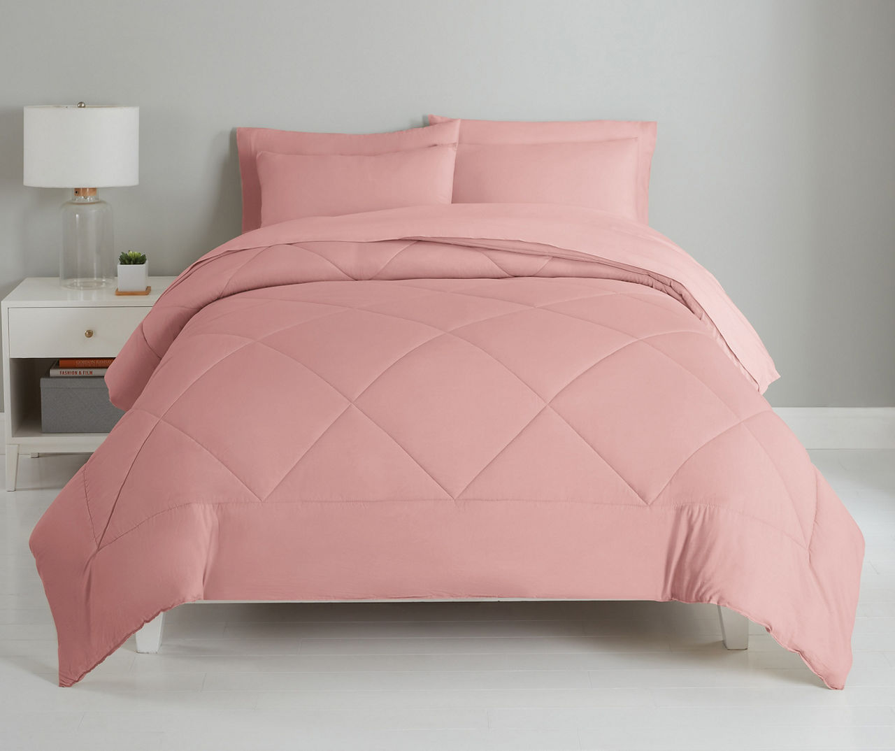Rose DiamondQuilted California King 7Piece Comforter Set Big Lots