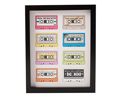 Euphoric Expression Multi-Color Casette Tapes Framed Wall Art