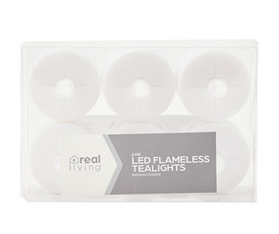White LED Flameless Tealight Candles, 6-Pack