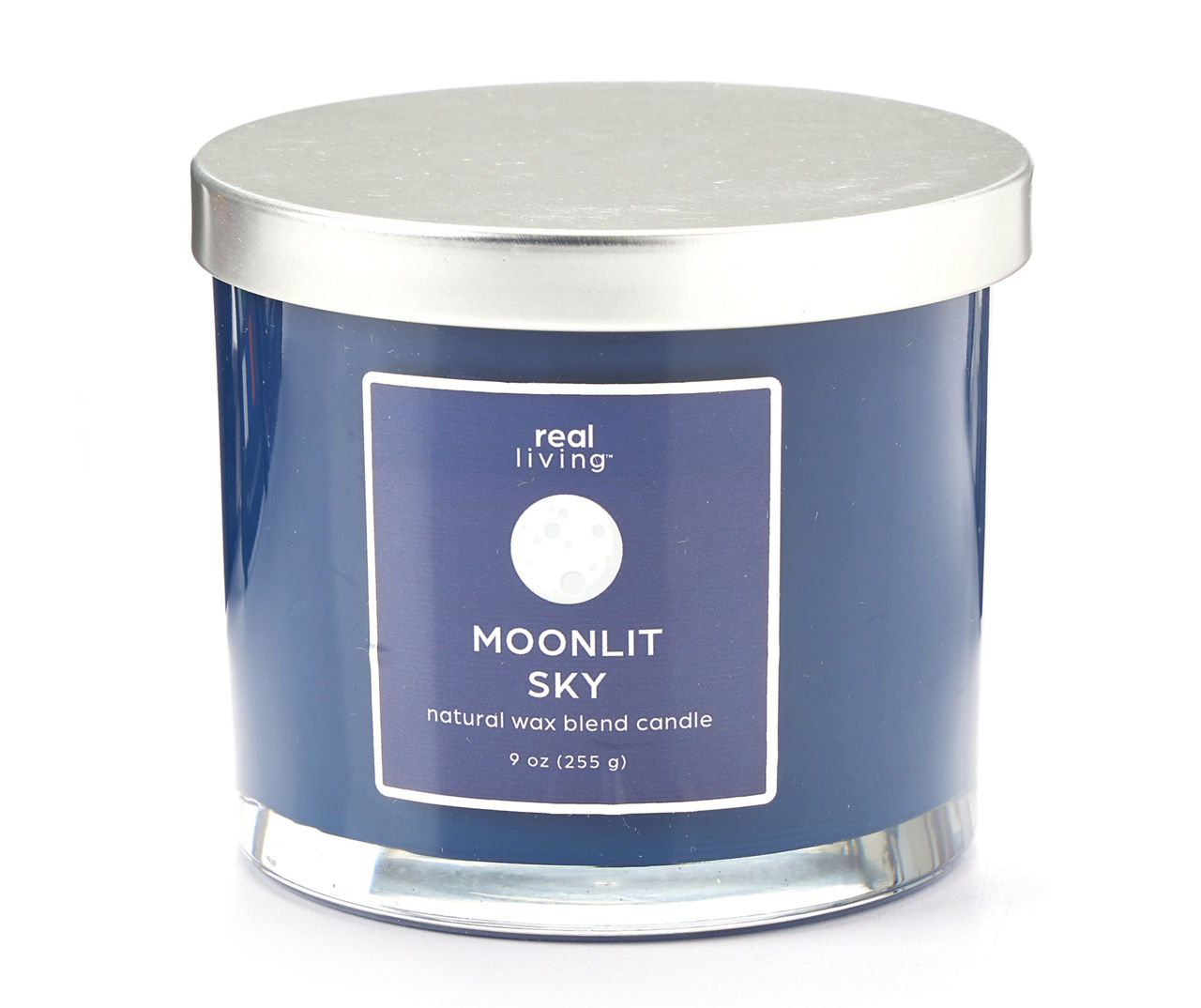 Real Living - Moonlit Sky 2-Wick Blue Colored Glass Candle, 9 oz.