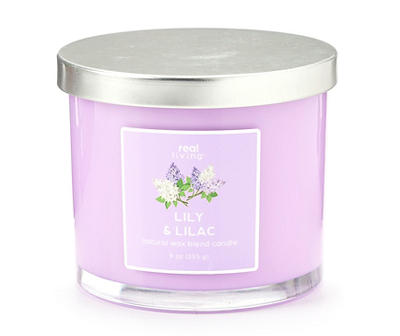 Lily & Lilac 2-Wick Purple Colored Glass Candle, 9 Oz.