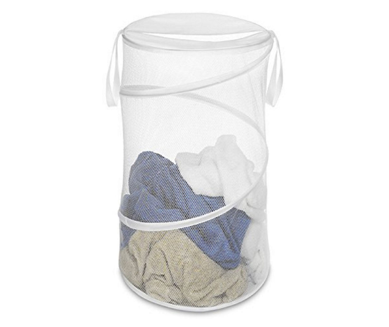 Large Collapsible Laundry Basket with Lid Foldable Mesh Pop up Hamper with  Handl