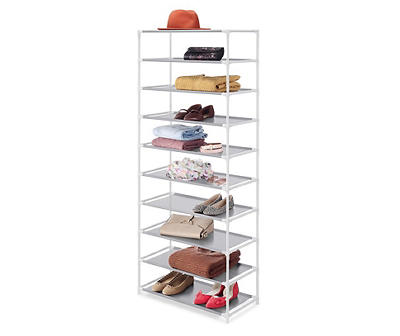 White 10-Tier Shoe Storage Shelf