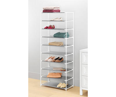 White 10-Tier Shoe Storage Shelf