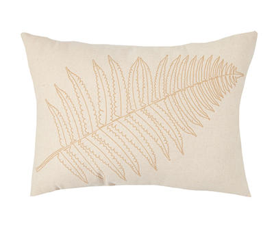 Ivory & Brown Fern Rectangle Throw Pillow
