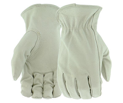 White Leather Driver Gloves
