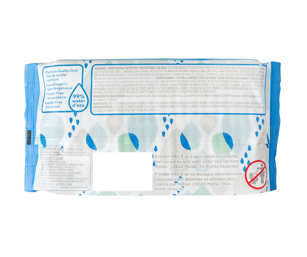 Fisher-Price Baby 99 Percent Water Wipes, 50-Pack