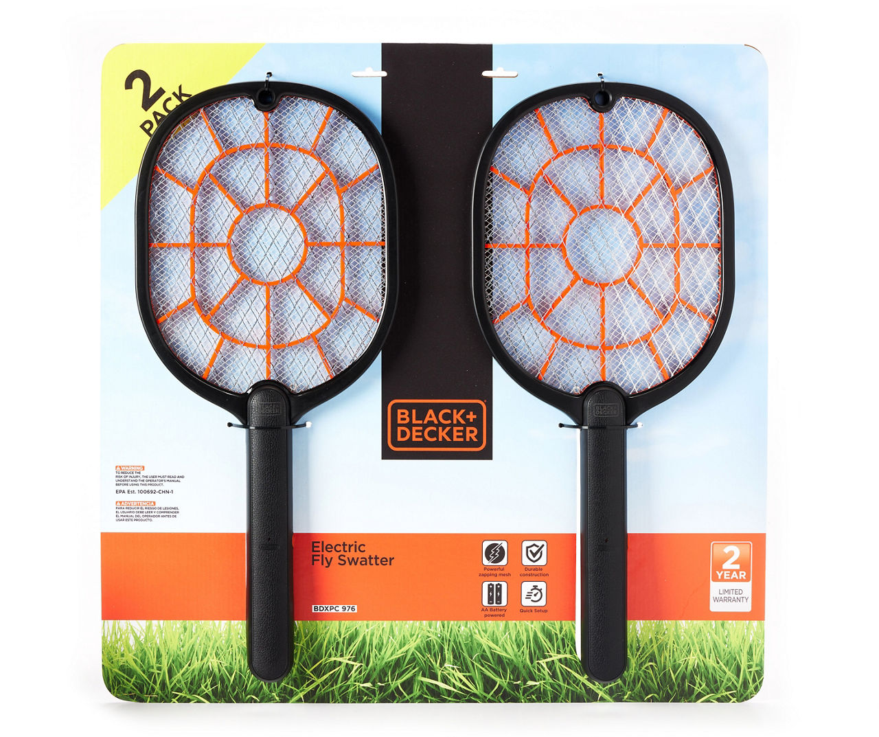 Black + Decker - Black Electric Outdoor Bug Zappers, 2-Pack