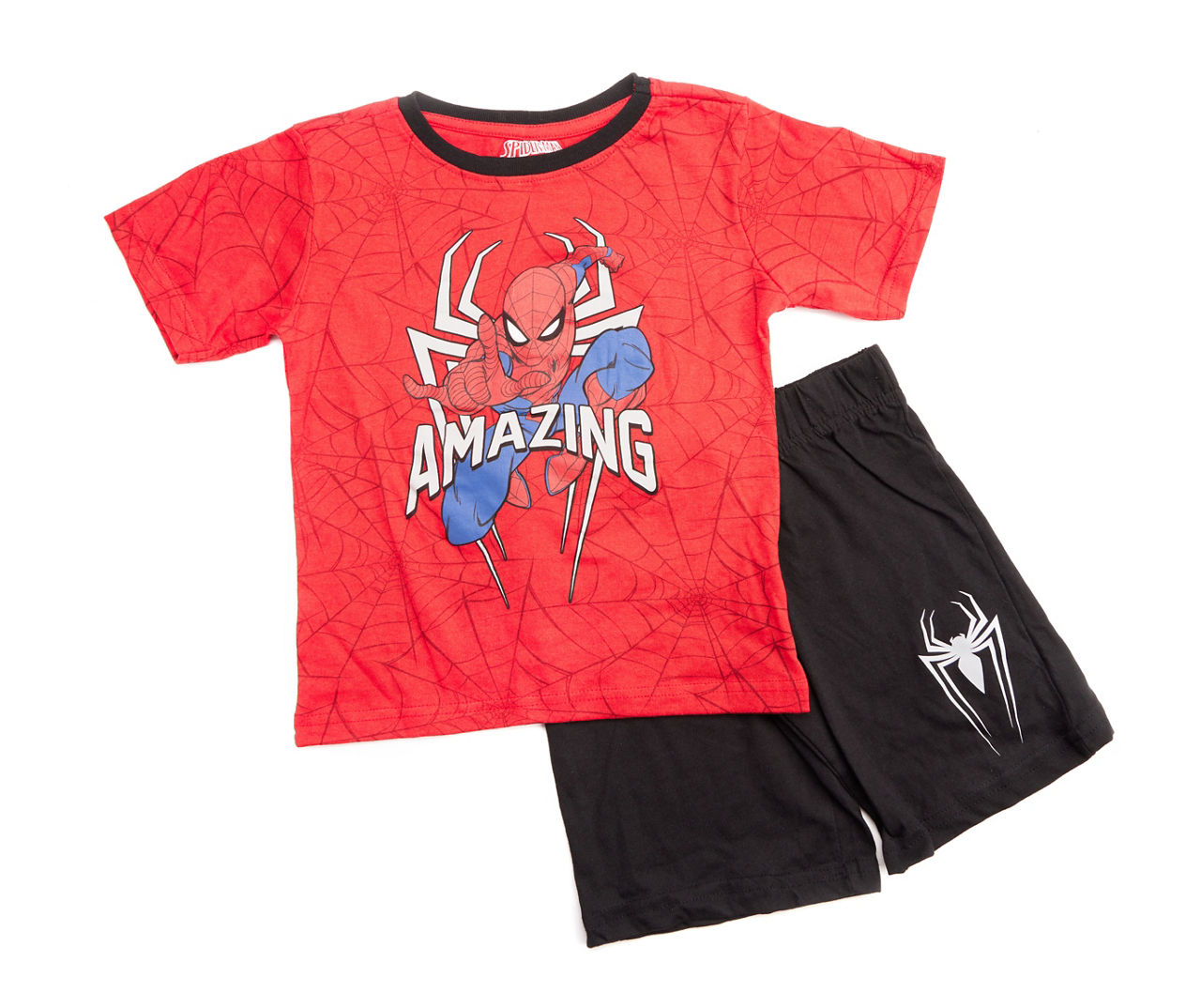 Toddler Size 4T "Amazing" Red Spidey Tee & Black Shorts Set