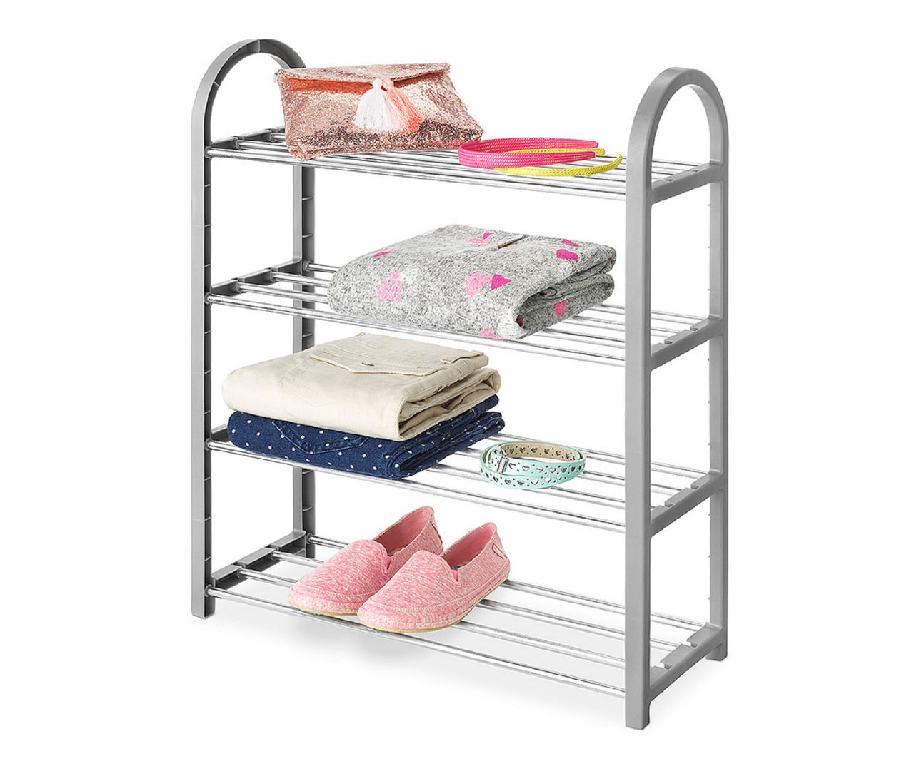 Whitmor - Black Dual-Sided 4-Tier Shoe Rack