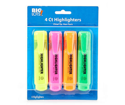 Chisel-Tip Assorted Highlighters, 4-Pack