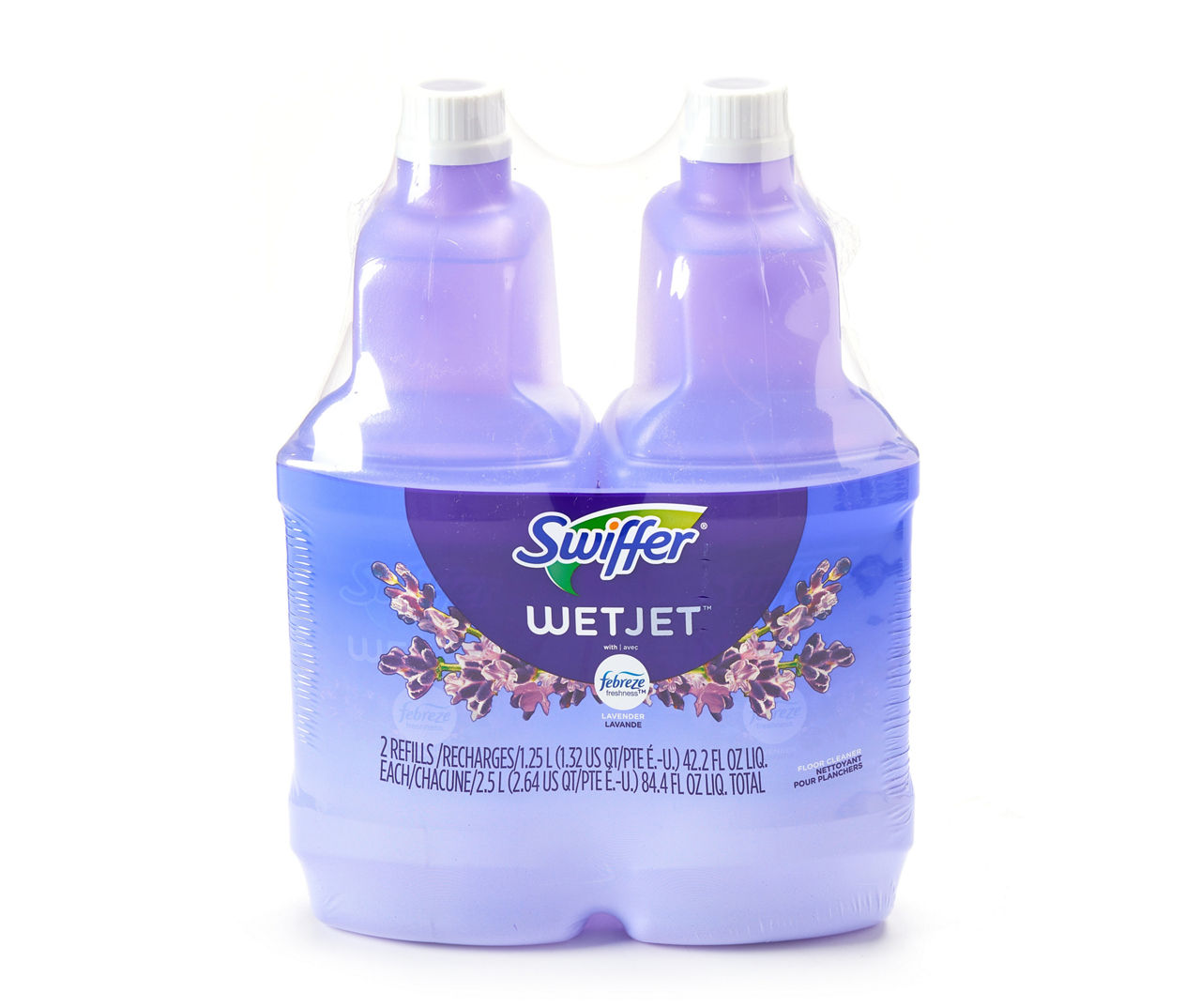  Swiffer WetJet Multi-Purpose Floor Cleaner Solution with  Febreze Refill, Lavender Scent, 1.25 Liter -42.2 Fl Oz (Pack of 2) : Health  & Household