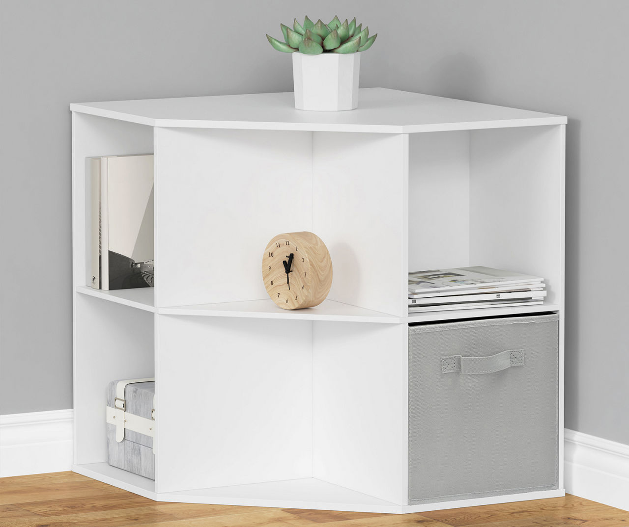 Real Living White 6-Cubby Corner Cube Organizer - Big Lots  Cube organizer,  Corner storage shelves, Floating shelves bedroom