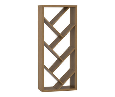 Brown Woodgrain Diagonal Shelf Bookcase