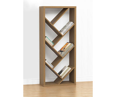 Brown Woodgrain Diagonal Shelf Bookcase