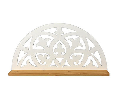White Fleur-De-Lis Carved Wood Wall Shelf