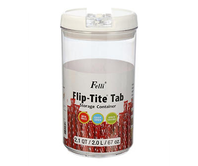 Felli Flip-Tite Tab Round Storage Container, 2.1 Qt.