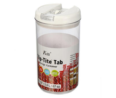 Felli Flip-Tite Tab Round Storage Container, 2.1 Qt.