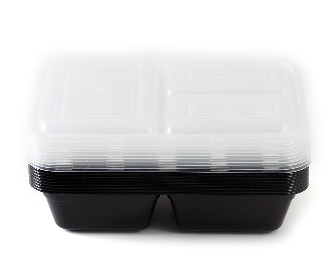 Meal Prep Containers, 3 Compartments Plastic Food Storage