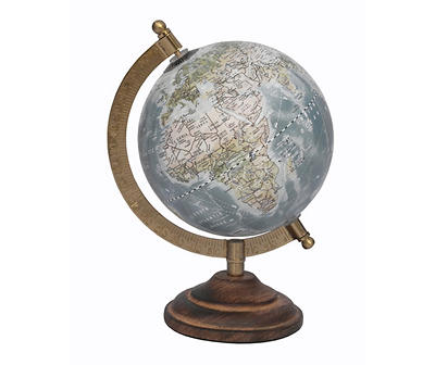 Desktop Globe with Brass & Mango Wood Base