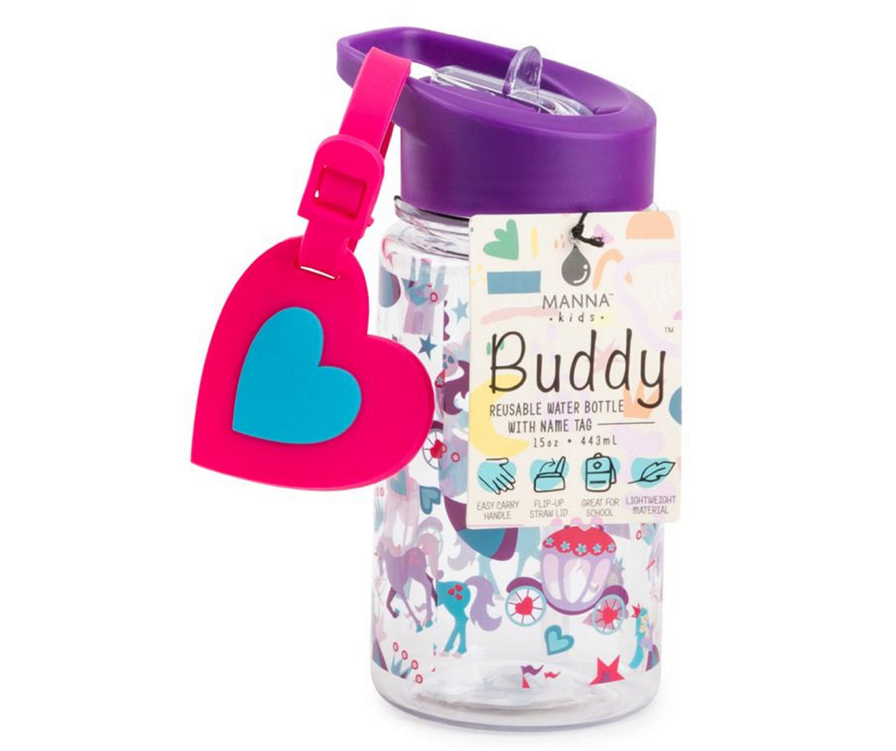 Actives Kids Name Tag Water Bottle With Straw Lid
