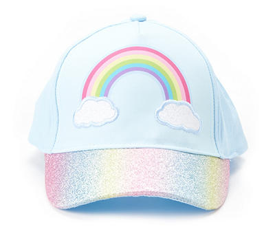 Kids' Blue Rainbow Glitter Baseball Cap