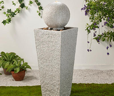 Faux Granite & Terrazzo Sphere LED Water Fountain