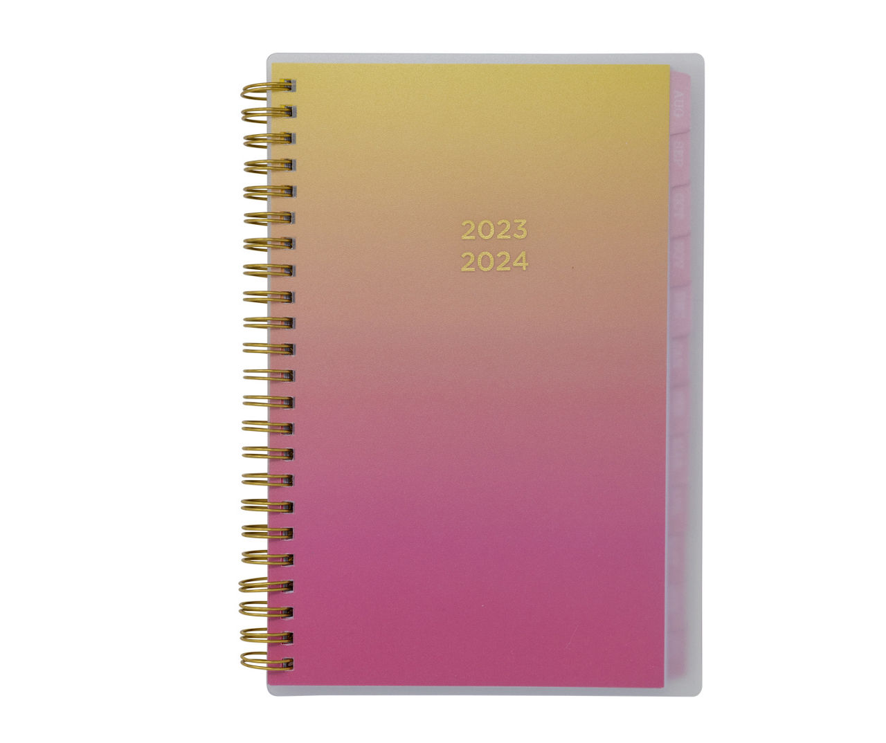 Yellow & Pink Ombre Frosted Medium Monthly/Weekly 2023-2024 Spiral-Bound Planner
