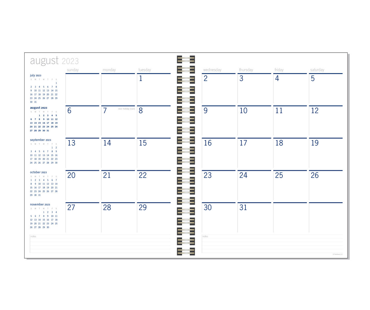 PlanAhead Black Large Monthly/Weekly 2023-2024 Spiral-Bound Planner ...