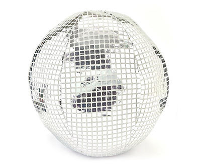 Euphoric Expression Silver Round Disco Ball Decorative Pillow