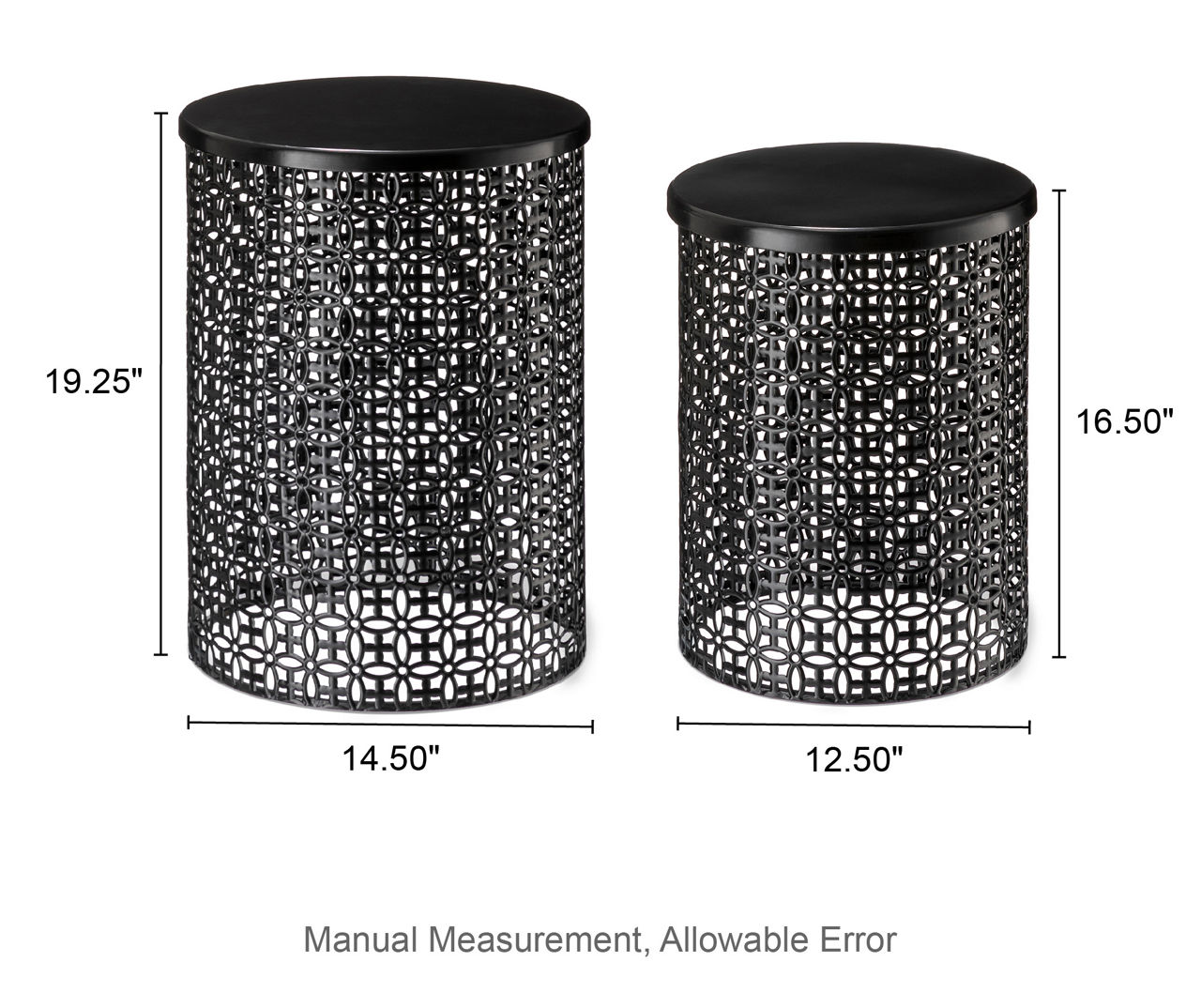 W8160 Valley Modern Floral Lace Cut Iron Drum Shaped Accent Table Auction