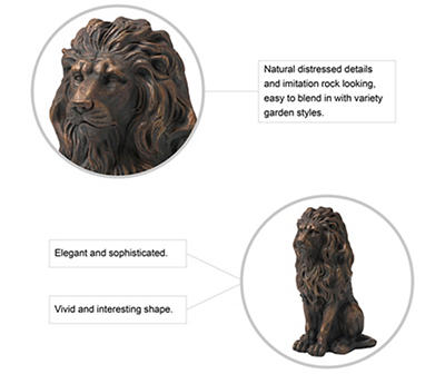 20.5" Guardian Standing Lion Garden Statues, 2-Pack